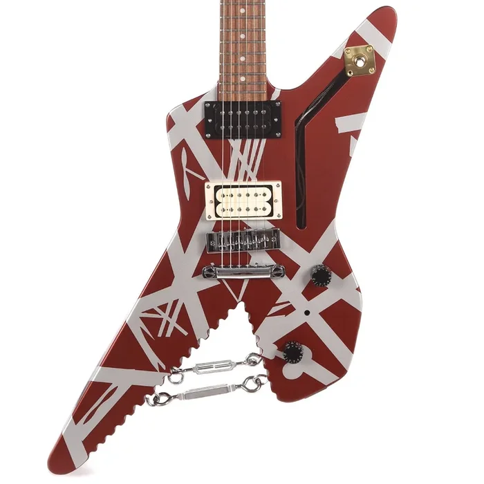 EVH Striped Series Shark Burgundy w/Silver Stripes