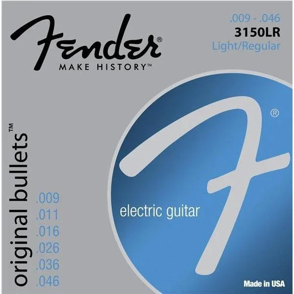 Fender 3150LR Original Bullets – Pure Nickel Bullet Ends Electric Guitar Strings – 9-46