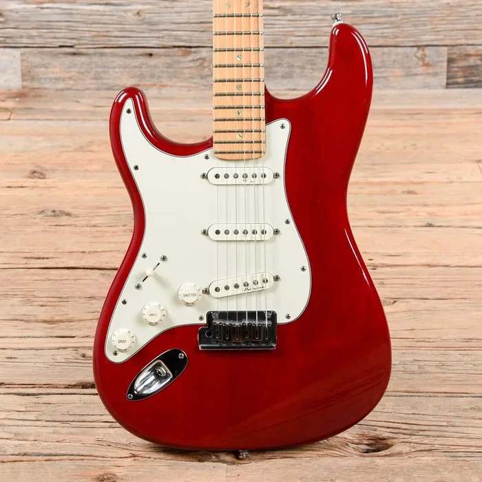 Fender American Deluxe Stratocaster Crimson Red Transparent 2000 LEFTY
