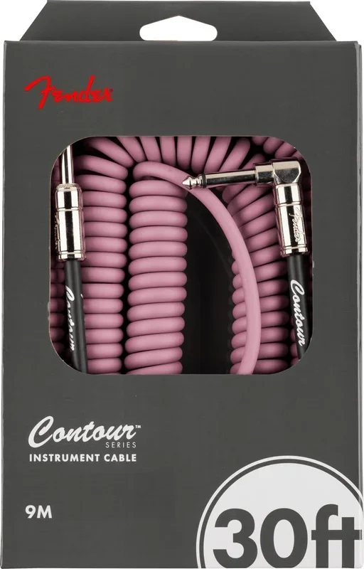 Fender Contour Series 30ft Coiled Instrument Cable in Burgundy Mist