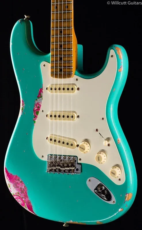 Fender Custom Shop 1957 Strat Heavy Relic Seafoam Green over Pink Paisley