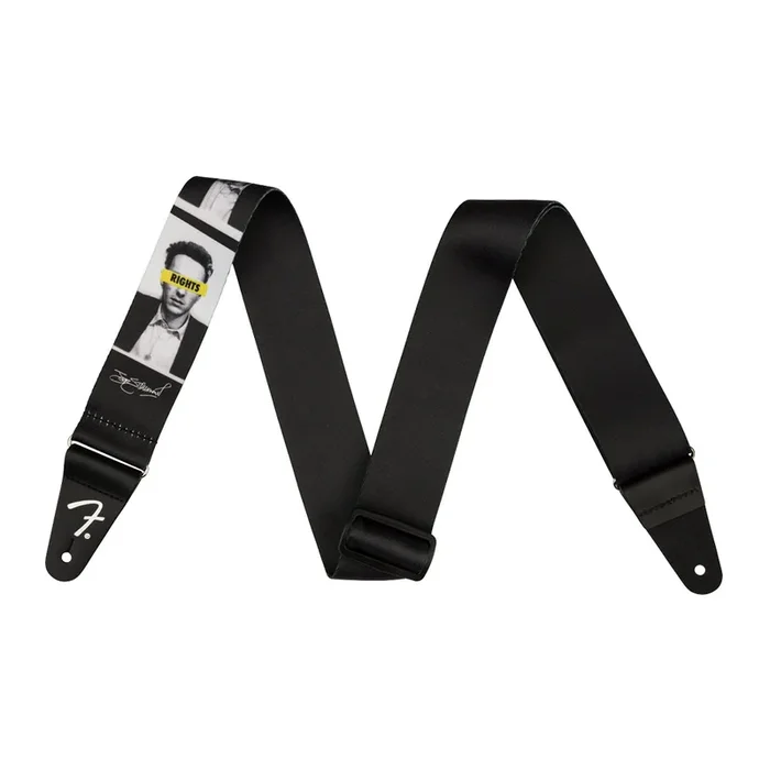 Fender Joe Strummer Know Your Rights Strap, Black/White, 2″