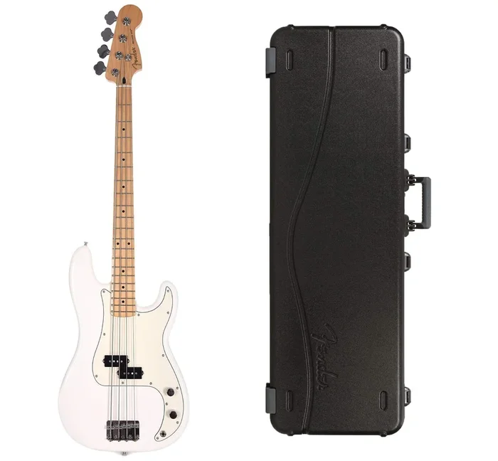 Fender Player Precision Bass Polar White Bundle w/Fender Molded Hardshell Case