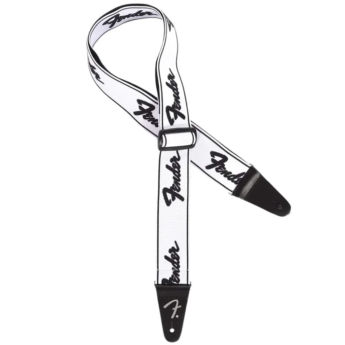 Fender Weightless Running Logo Strap Inversed White w/Black Lettering