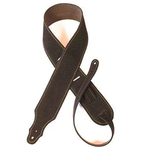 Franklin Strap 3B-CH-G 2.5″ Suede with Buck Backing Guitar Strap Chocolate/Gold Stitching