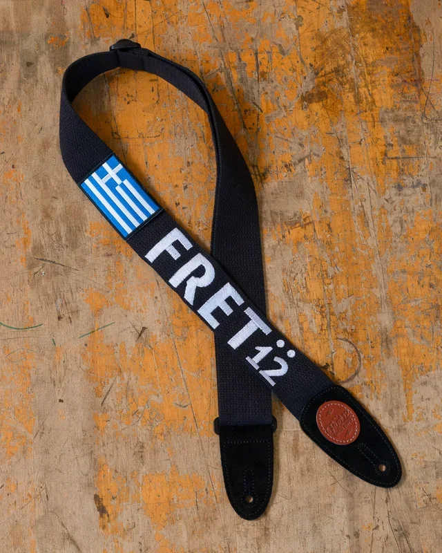 FRET12 GREECE FLAG GUITAR STRAP – BLOCK LOGO
