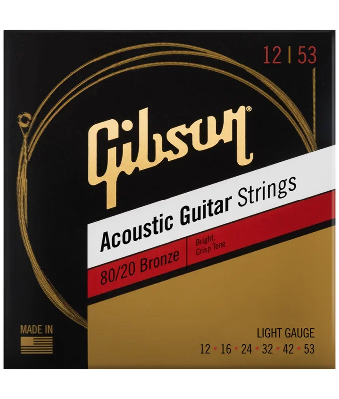 Gibson 80/20 Bronze Acoustic Guitar Strings -.012-.053 Light