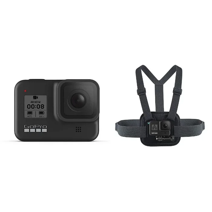 GoPro Hero 8 Hypersmooth Streamlined 4k Action Camera With Chesty- Black with 2 Year Warranty