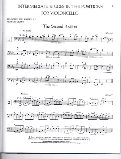 Grant, Francis: Intermediate Etudes in the First Position for Violoncello (cello) Ludwig Masters