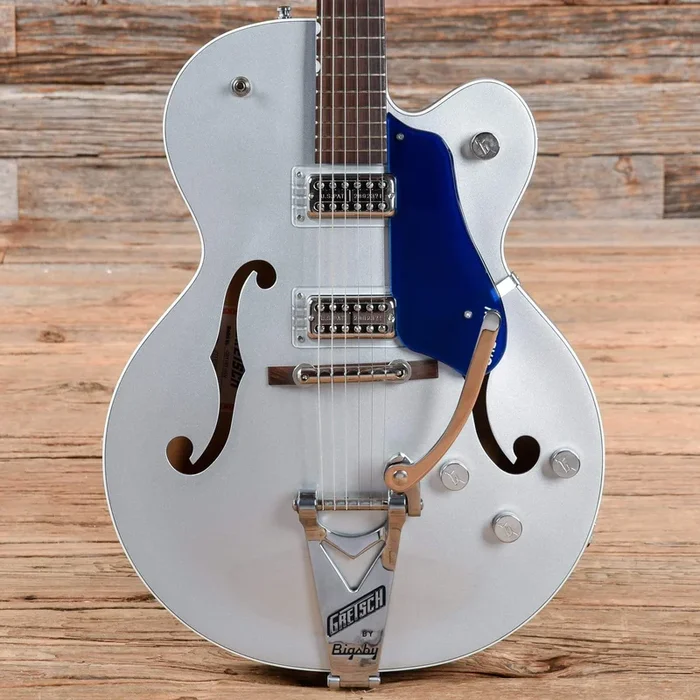 Gretsch G6118T Players Edition Anniversary 2 Tone Iridium Silver/Azure Metallic w/String Thru Bigsby