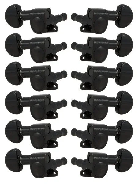 Grover 205BC12 Black Chrome Tuners (Mini Rotomatic | 12 String)