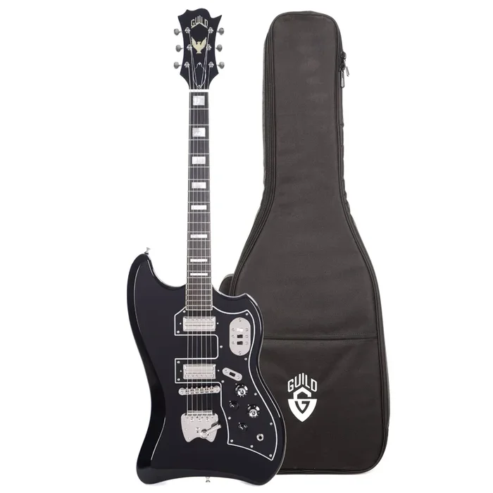 Guild S-200 T-Bird Black and Deluxe Electric Gig Bag Bundle