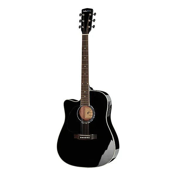 Harley Benton D-120CE LH Dreadnought Cutaway Electro Acoustic Guitar – Black Gloss