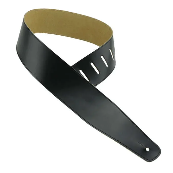 Henry Heller Basic Leather Strap | Black w/Black Stitch | 2.5″