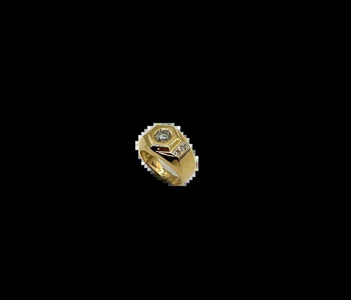 Hexagon Signet-Style Diamond Ring