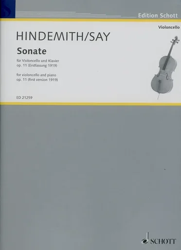 Hindemith (Say): Sonate for Cello and Piano Op. 11