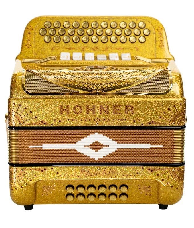 Hohner Anacleto Norteno Two Tone Compact FBE/EAD Accordion, Holographic Gold