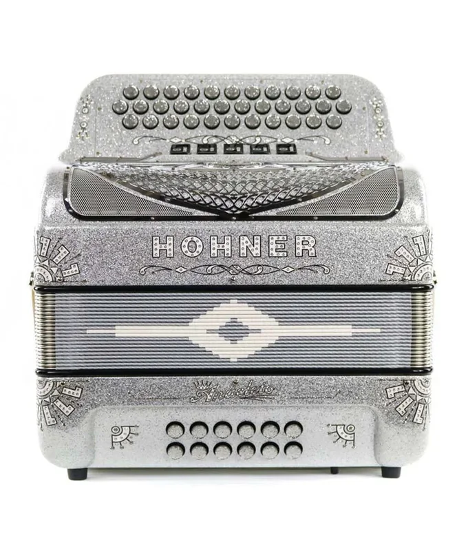 Hohner Anacleto Rey Del Norte III 5S EAD Compact Accordion – Silver Glitter