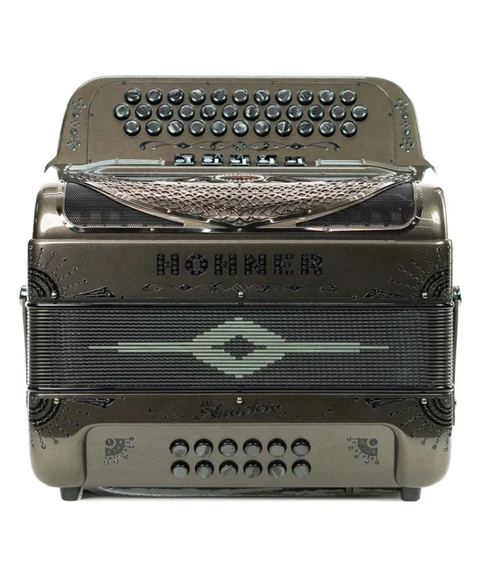 Hohner Anacleto Rey Del Norte III Compact GCF Accordion – Gun Metal Gray Metallic