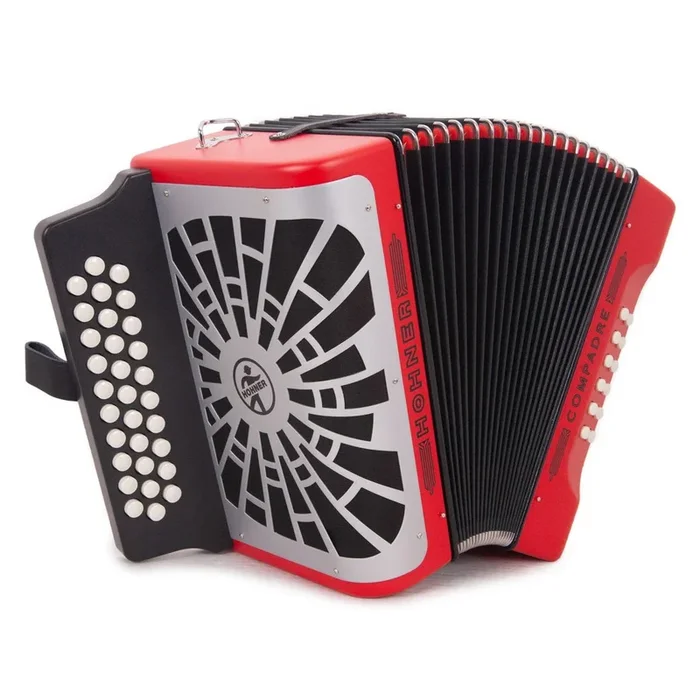 Hohner Compadre Accordion No Switch GCF Matte Red with Gray