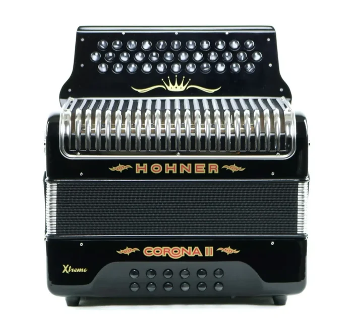 Hohner Corona II Xtreme FBbEb Button Accordion – Black