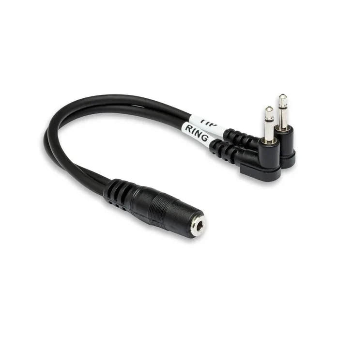 Hosa Technology 3.5 mm TRSF to Dual Right-Angle 3.5 mm TS Headphone Adapter