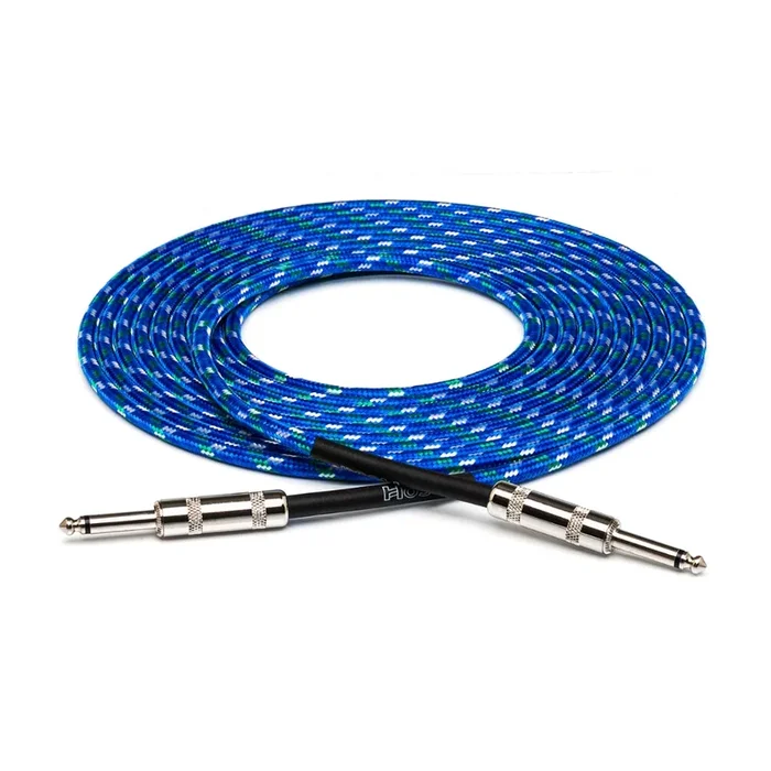 Hosa Technology Straight to Same Cloth Guitar Cable 18ft Blue/Green/White