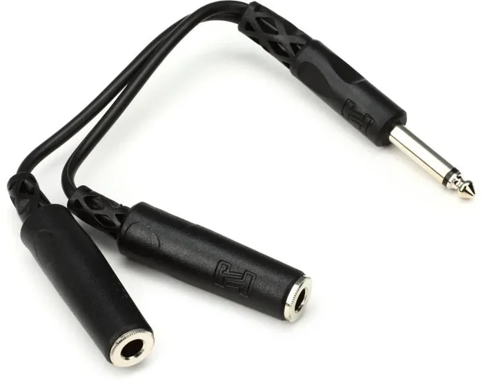 Hosa YPP-111 Y Cable – 1-4 inch TS Male to Dual 1-4 inch TS Female
