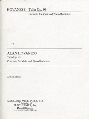 Hovhaness, Alan: Talin Concerto (viola & piano)