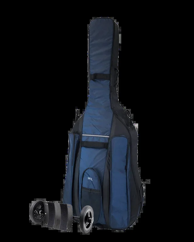 HQ Ultra-Pro Double Bass Bag with Wheel System 3/4 Blue