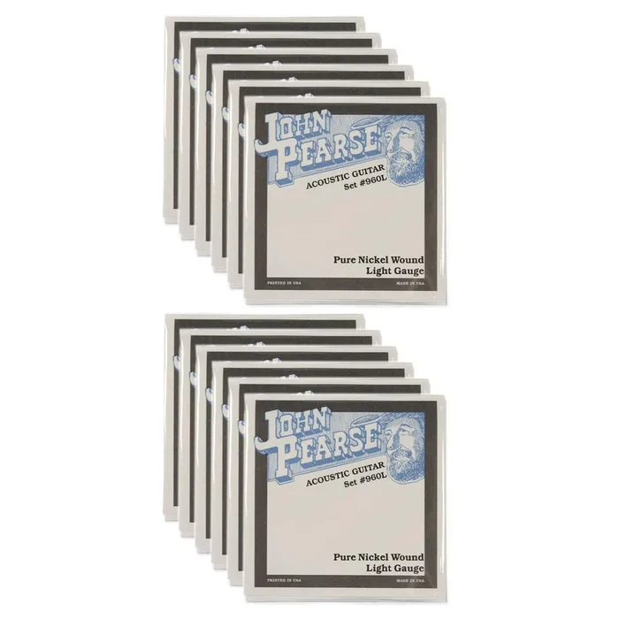John Pearse Acoustic Strings Pure Nickel Light 12-54 (12 Pack Bundle)