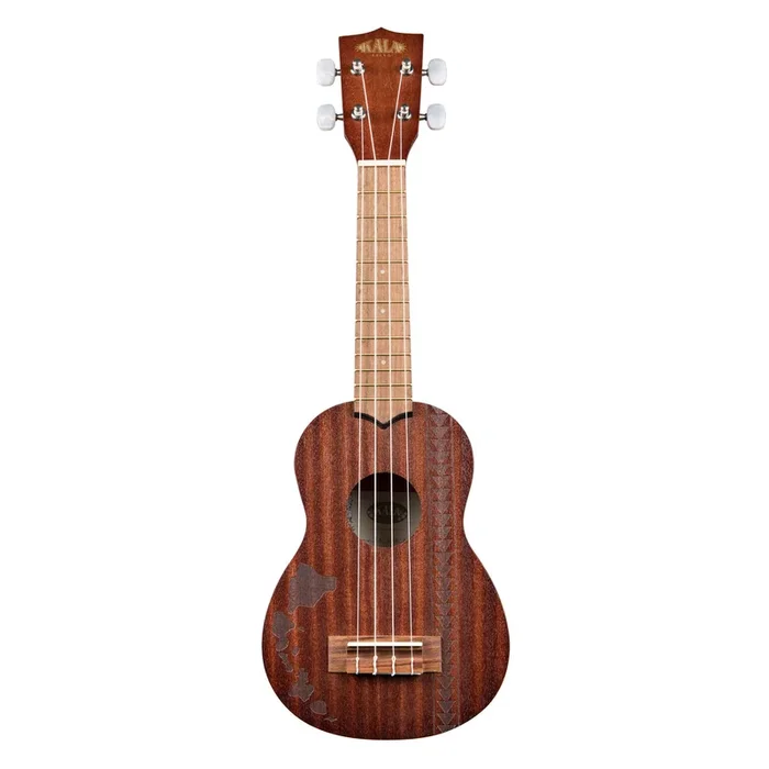 Kala KA-15S-H2 Satin Mahogany Soprano Ukulele w/ Hawaiian Islands & Tattoo