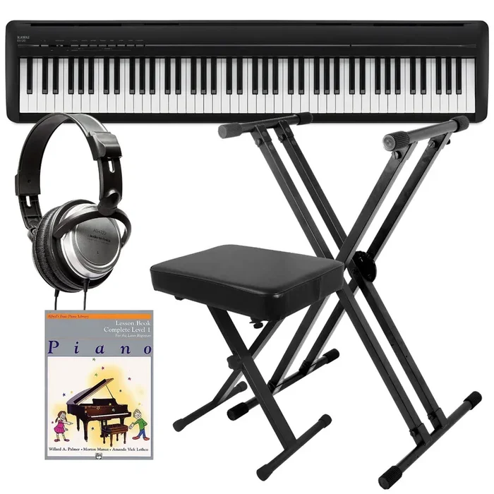 Kawai ES120 Portable Digital Piano – Black KEY ESSENTIALS BUNDLE