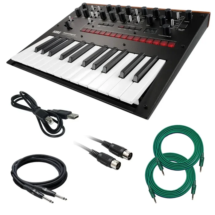 Korg Monologue Monophonic Analog Synthesizer – Black CABLE KIT