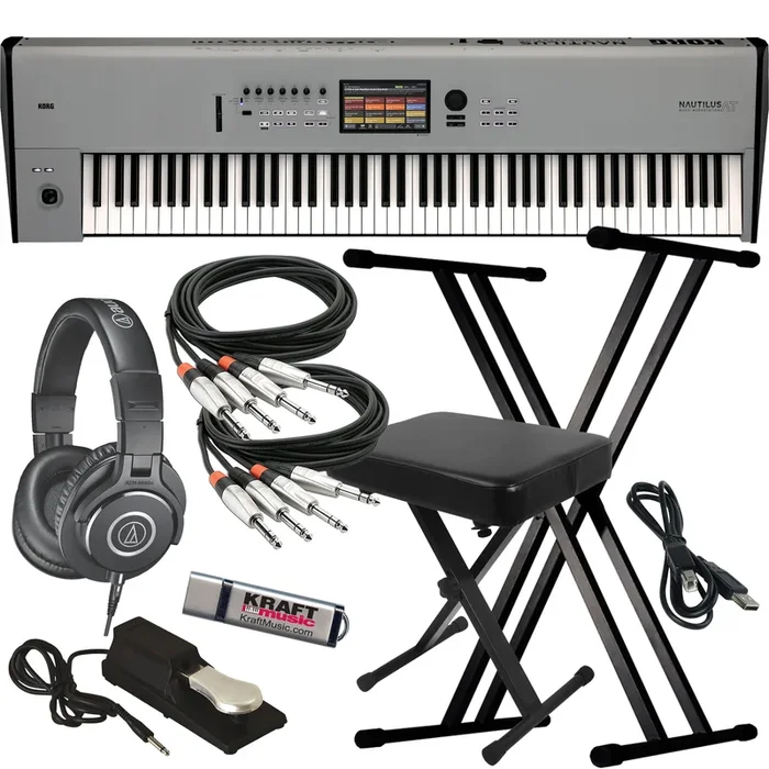 Korg Nautilus AT 88-Key Music Workstation – Gray KEY ESSENTIALS BUNDLE