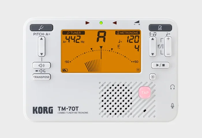 Korg Tuner Metronome Combo TM-70T with Microphone Clip, white | Metzler Violins