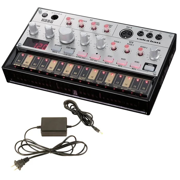 Korg Volca Bass Analogue Bass Machine Bundle w/ Korg 9V600MACPP 9v 600ma Power Supply