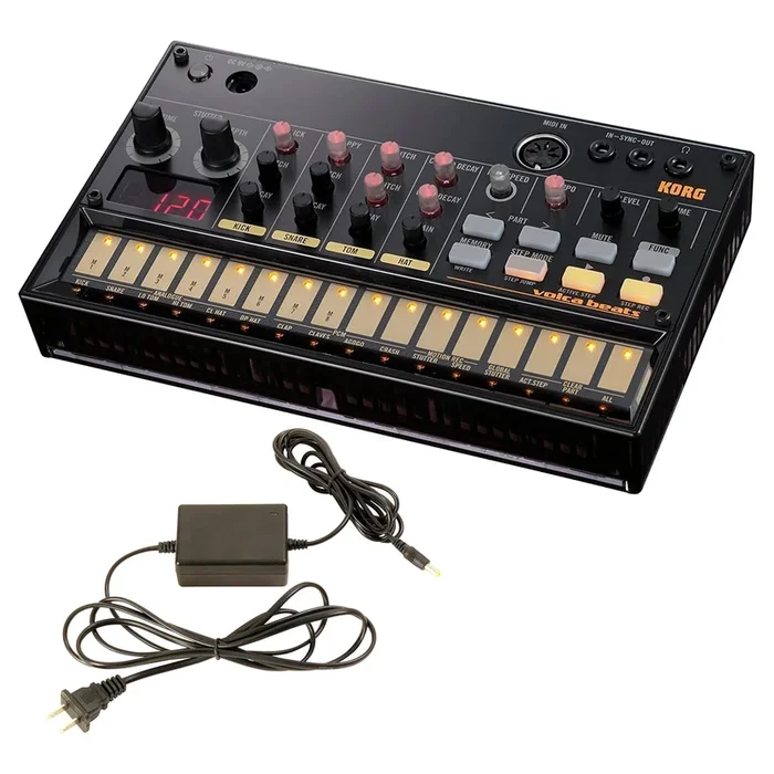 Korg Volca Beats Analogue Rhythm Machine Bundle w/ Korg 9V600MACPP 9v 600ma Power Supply