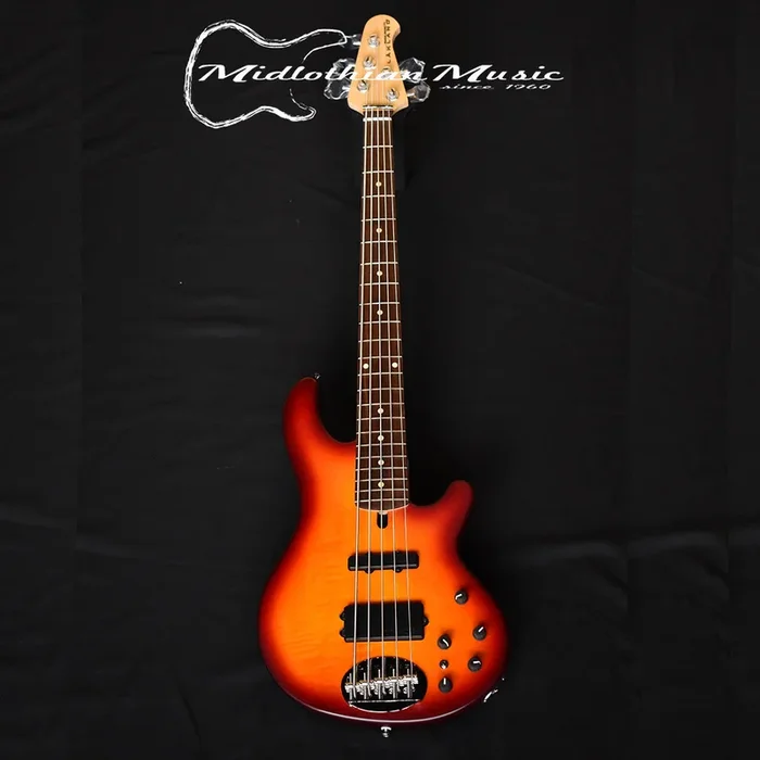 Lakland Skyline 55-02 Deluxe 5-String Bass – Satin Honey Burst Finish (180501191) w/FREE GATOR GIG BAG