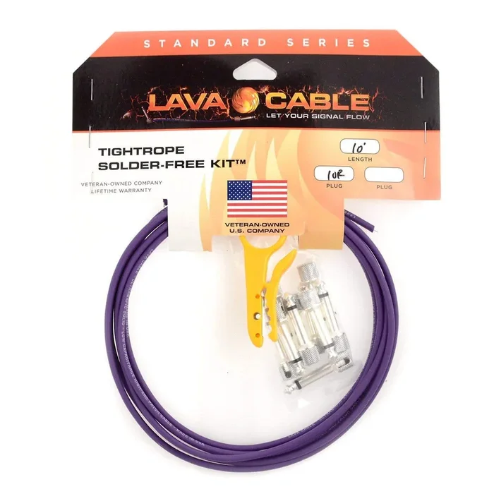 Lava Cable Tightrope Solder-Free Pedal Board Kit High End TeCu Plugs 10′ Purple