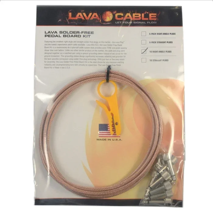 Lava Solder-Free Pedal Board Kit 10′ Mini ELC w/10 Angle Plugs Clear