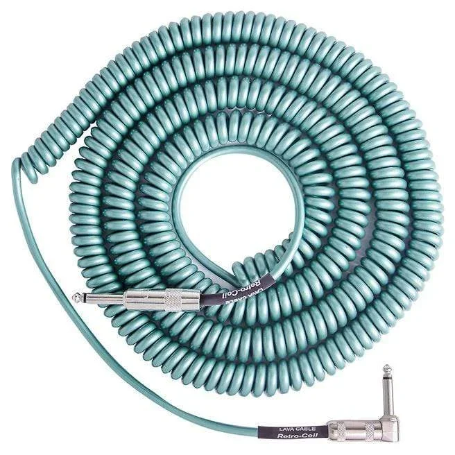 Lava Super Coil Instrument Cable 35′ Straight-Right Metallic Green
