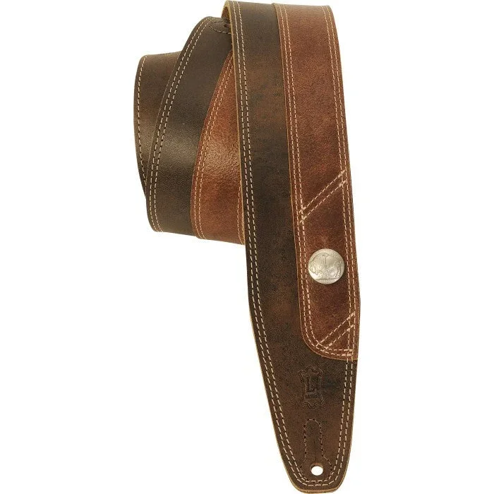 Levy’s 2 1/2″ Veg Tan Leather Guitar Strap PMD4BU-DBR