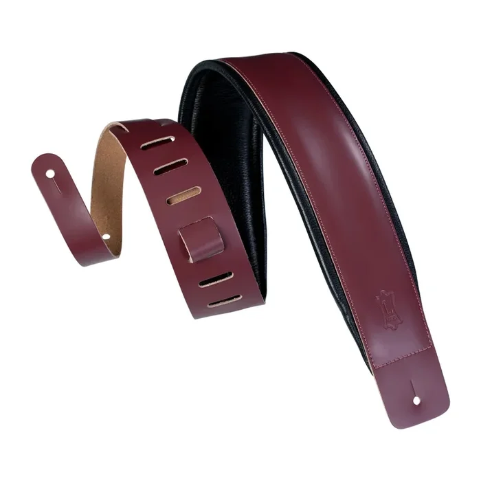 Levy’s Dm1 3″ Leather Face W/Padded Back Guitar Strap – Burgundy