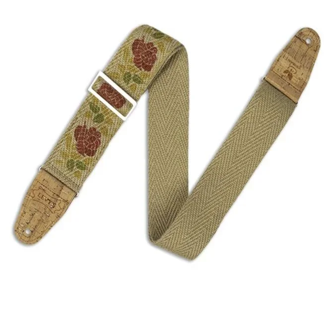 Levy’s Hemp Guitar Strap | Pink & Red Rose