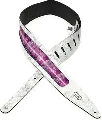 Levy’s MG317ZB-WHT Leather Guitar Strap – Cosmic Print/White