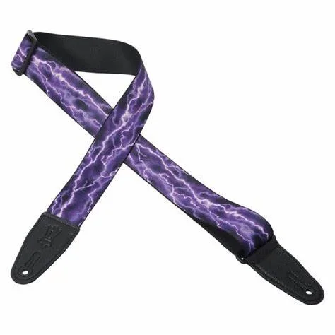 Levy’s MP 2″ Printed Polyester Guitar Strap – Lightning Storm