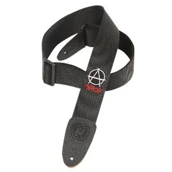 Levys 2inch MSS8AN Black Polypropylene Anarchy Patch Guitar Strap