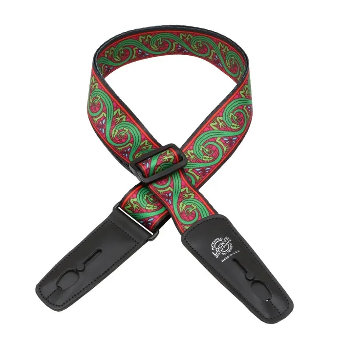 Lock-It Straps Bob Masse Series 2″ Plush Poly Strap With Locking Ends – Green Lizards