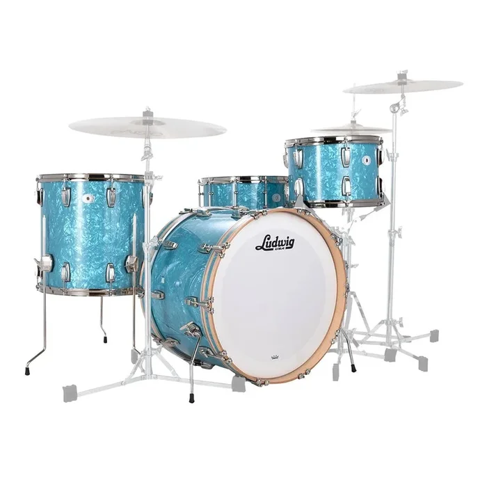 Ludwig Classic Maple 22″ 4-Piece FAB Shell Pack – Glacier Blue Pearl – Nickel Hardware